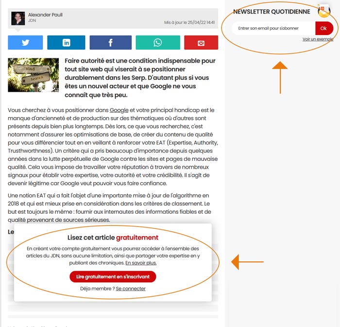 Capture d'écran d'un site web servant à analyser l'acte de conversion'.