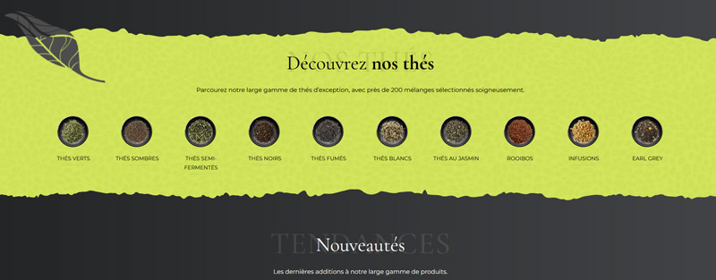 Capture d'écran du site l'univers du thé.